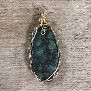 Spotted Green Jasper Statement  Necklace Pendant